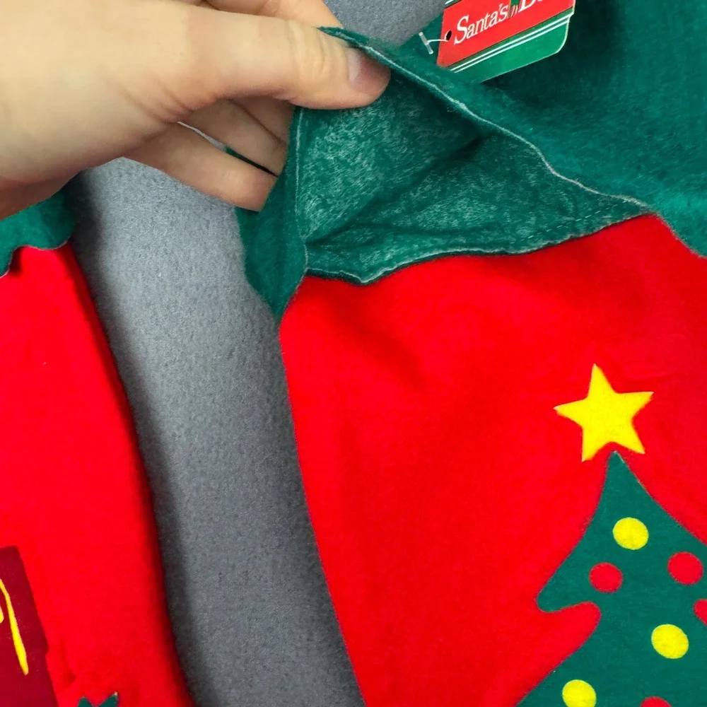 Vtg 90s Red Green Felt Santas best Christmas stockings tree candle w orig tags